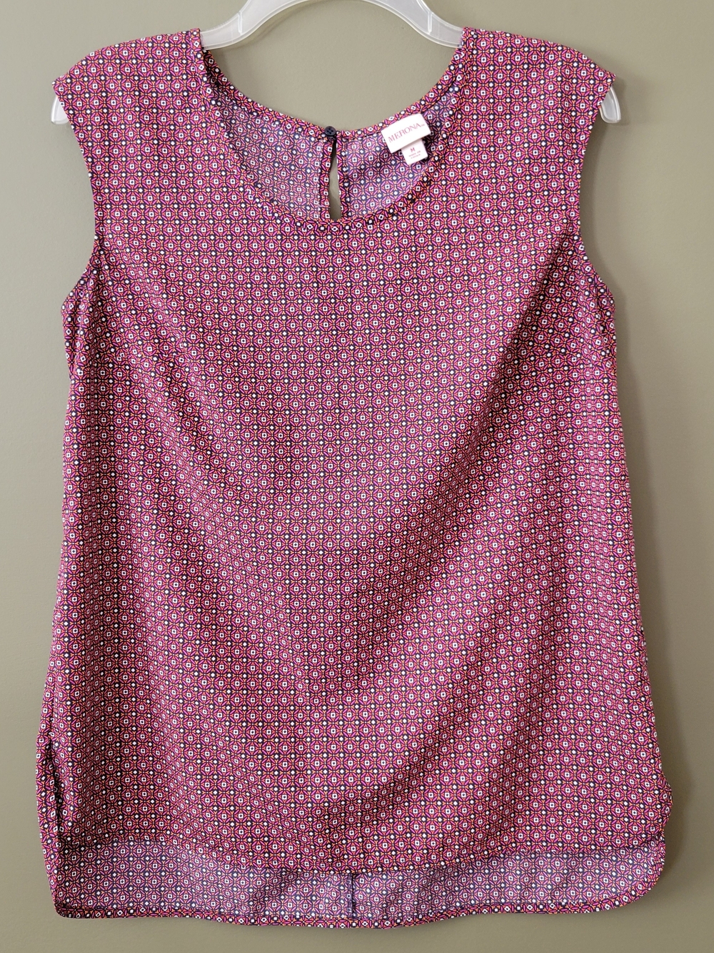 Merona Pink & Navy Geometric Sleeveless Scoop Blouse